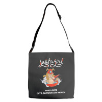 Just A Girl Who Loves Cats Samurai And Ramen Adjustable Strap Totes | Artistshot