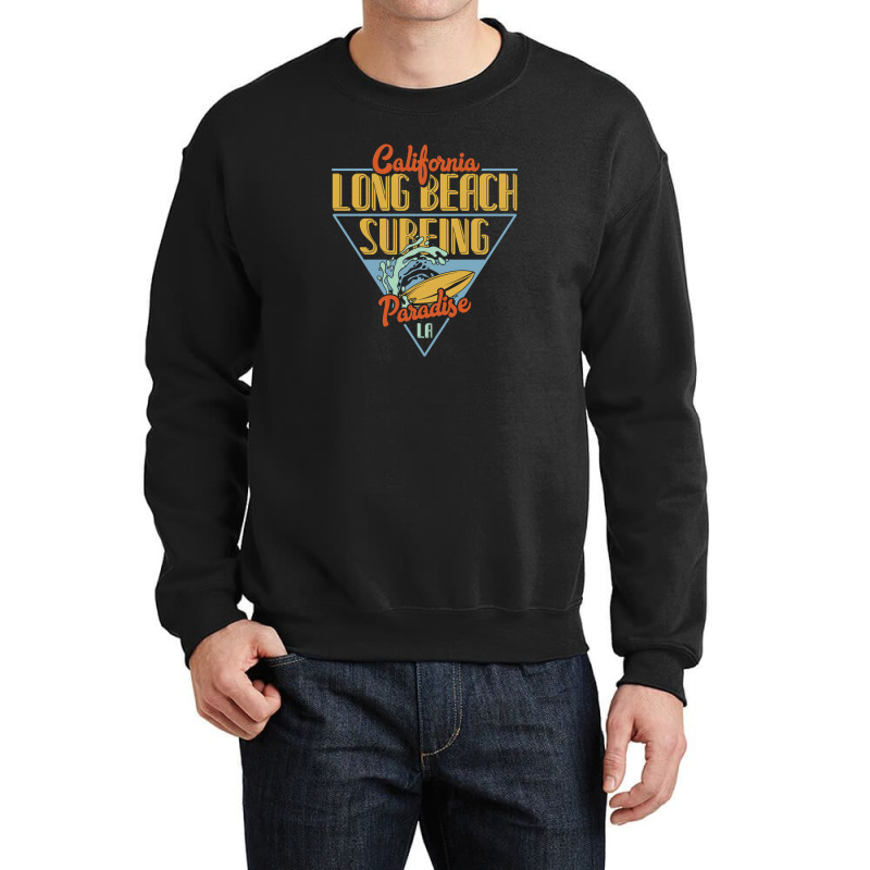 California Long Beach Surfing Paradise Crewneck Sweatshirt by EmarDesign | Artistshot