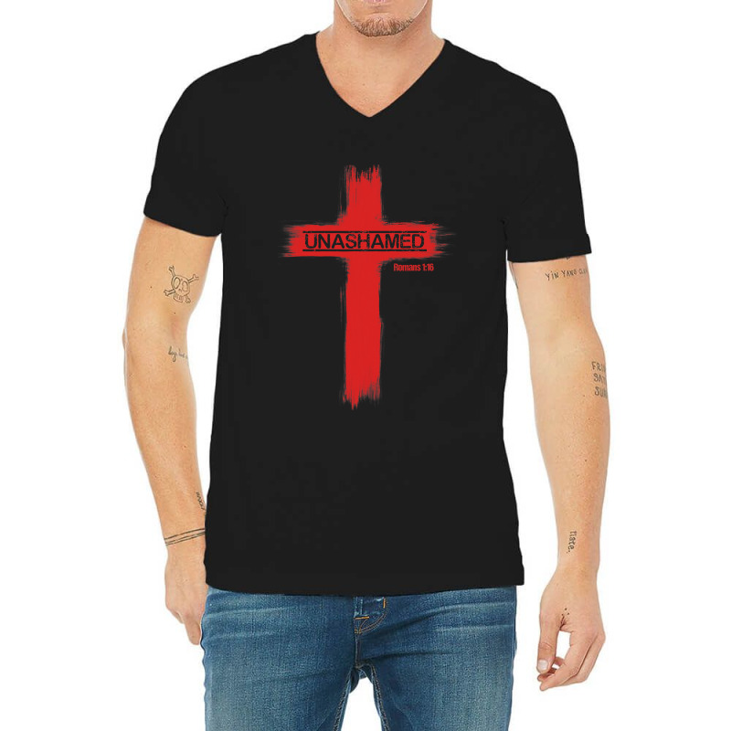 Unashamed Christianity Romans 116 V-Neck Tee by trokeryth | Artistshot