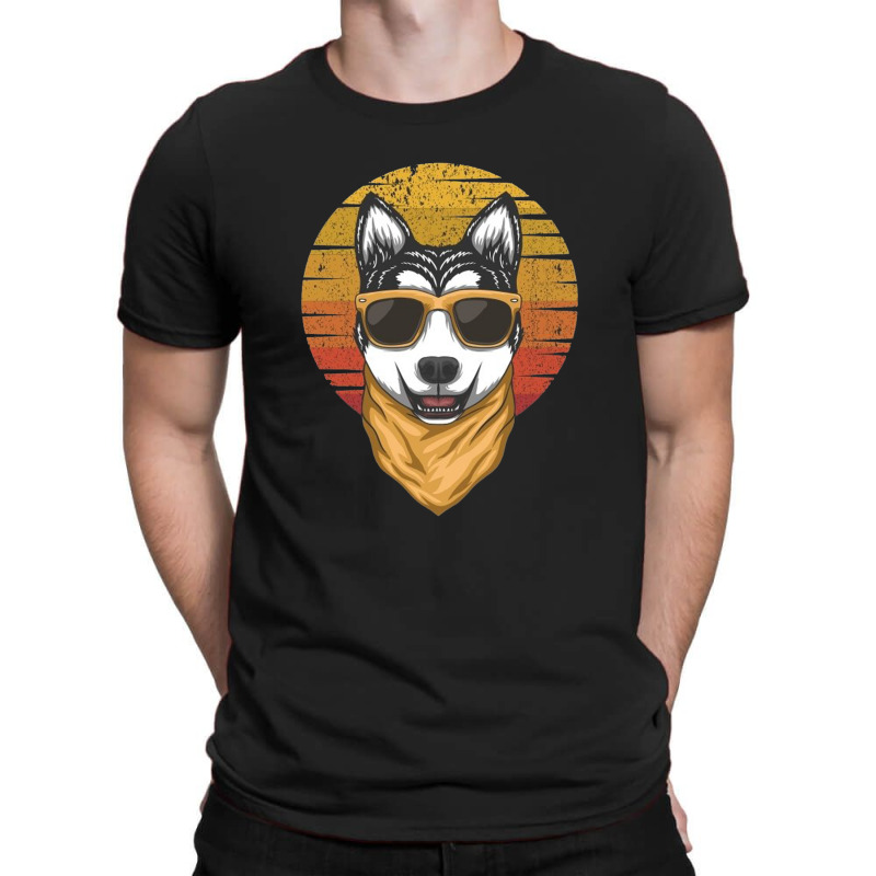 Husky Sunset Retro T-shirt | Artistshot