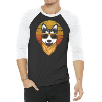 Husky Sunset Retro 3/4 Sleeve Shirt | Artistshot