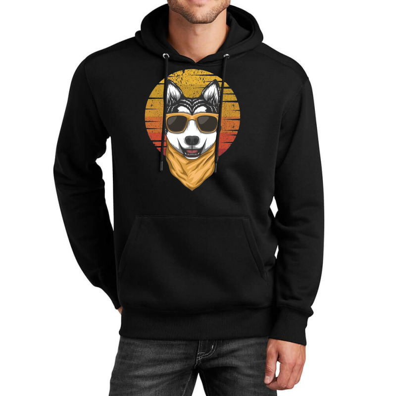 Husky Sunset Retro Unisex Hoodie | Artistshot