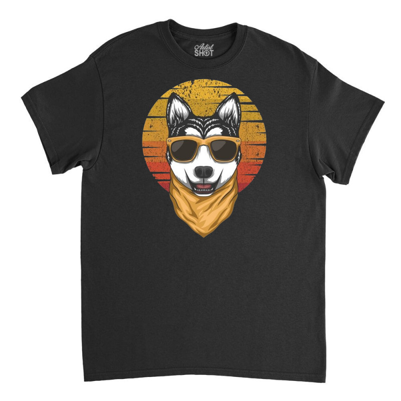 Husky Sunset Retro Classic T-shirt | Artistshot