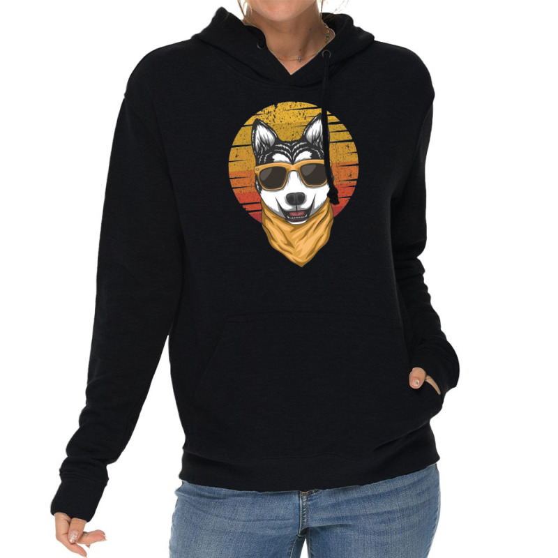 Husky Sunset Retro Lightweight Hoodie | Artistshot