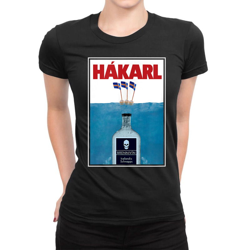 Hakarl Iceland Fermented Shark Brennivín Shot Viking Foodie T Shirt Ladies Fitted T-Shirt by cm-arts | Artistshot