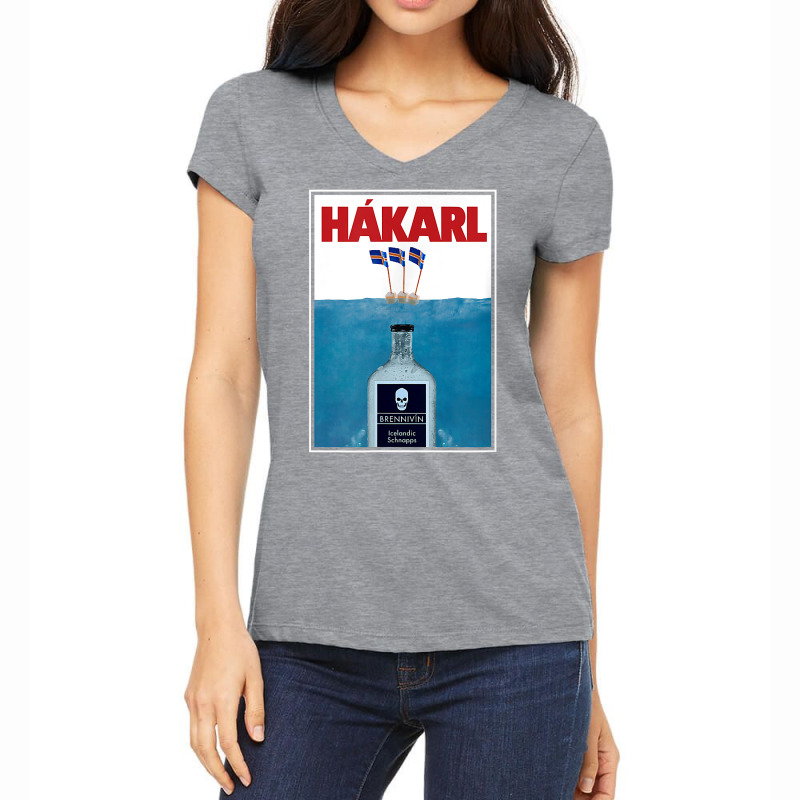 Hakarl Iceland Fermented Shark Brennivín Shot Viking Foodie T Shirt Women's V-Neck T-Shirt by cm-arts | Artistshot