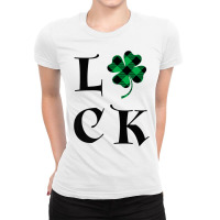 Luck Tartan Shamrock Four Leaf Clover St. Patrick's Day Tee Ladies Fitted T-shirt | Artistshot