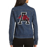 Arkansas U Mascot Jumping Through Letter A Clean Version Ladies Denim Jacket | Artistshot