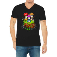 Hippie Mushrooms Fishing Forest Fungi Foraging Mycology T Shirt V-neck Tee | Artistshot