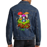 Hippie Mushrooms Fishing Forest Fungi Foraging Mycology T Shirt Men Denim Jacket | Artistshot