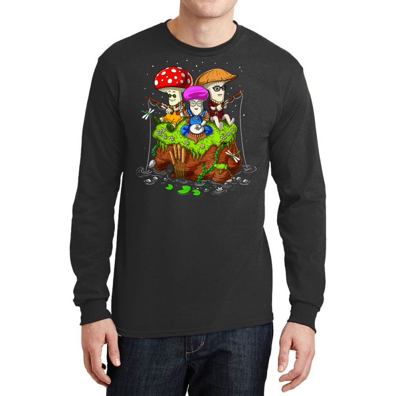 Hippie Mushrooms Fishing Forest Fungi Foraging Mycology T Shirt Long Sleeve Shirts by puetzee | Artistshot