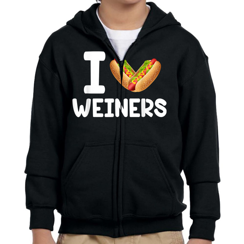 Frankfurter Wiener Frank Sausage Bun I Love Weiners Hotdogs T Shirt Youth Zipper Hoodie by pilusoekyokeln | Artistshot