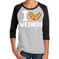 Frankfurter Wiener Frank Sausage Bun I Love Weiners Hotdogs T Shirt Youth 3/4 Sleeve | Artistshot