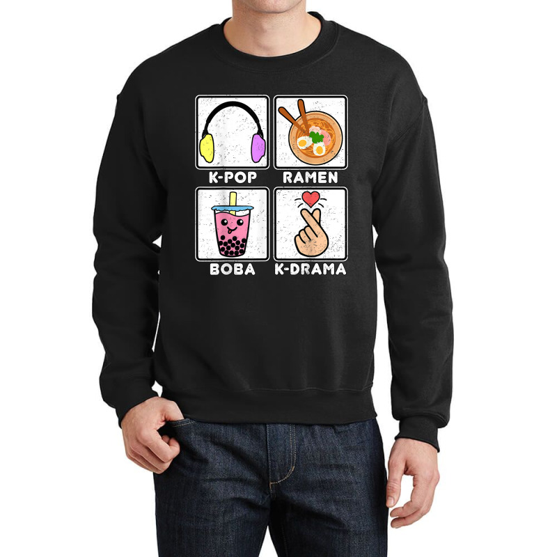 Kpop Ramen Boba Kdrama Bubble Tea Cute Kawaii Korean Heart Crewneck Sweatshirt | Artistshot