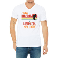 Bigfoot Lives In Burlington New Jersey Sweatshirt V-neck Tee | Artistshot