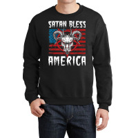 Satan Bless America American Flag 4th Of July T Shirt Crewneck Sweatshirt | Artistshot