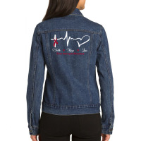 Faith Hope Love Brain Aneurysm Awareness Burgundy Ribbon T Shirt Ladies Denim Jacket | Artistshot