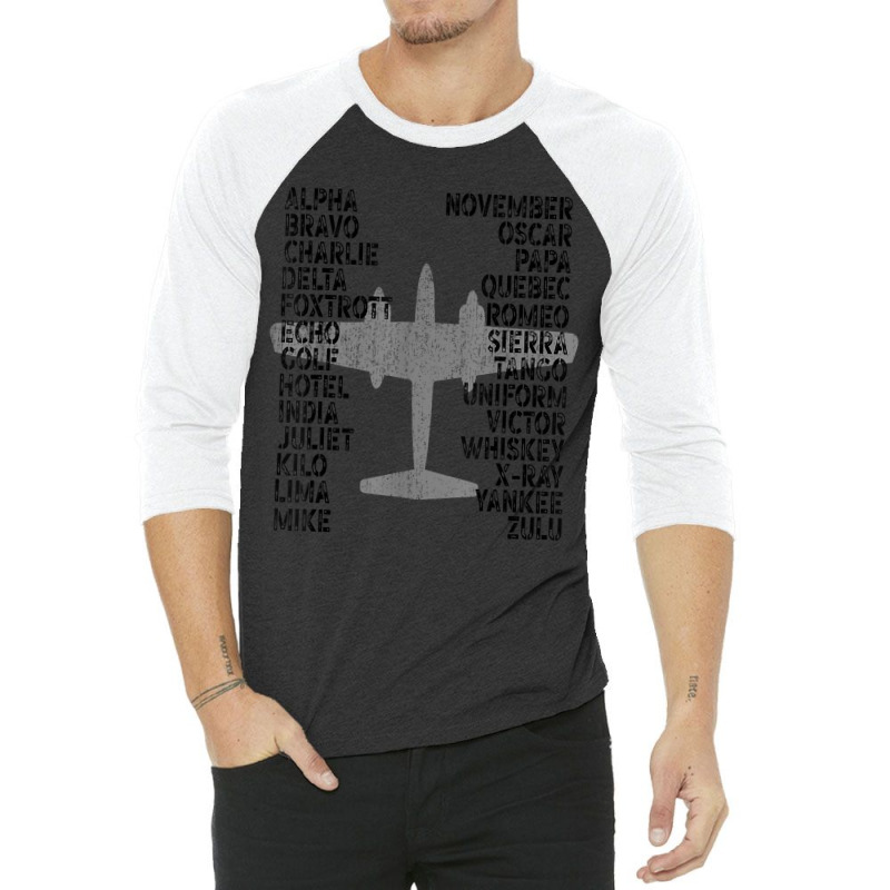 Phonetic Alphabet Airplane Pilot Flying Aviation Plane T-shirt 3/4 Sleeve Shirt | Artistshot