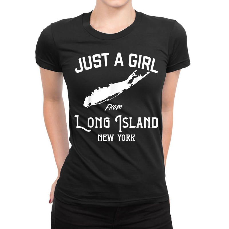 Long Island New York Souvenir For Women, Girl, Wife Map T Shirt Ladies Fitted T-Shirt by cm-arts | Artistshot