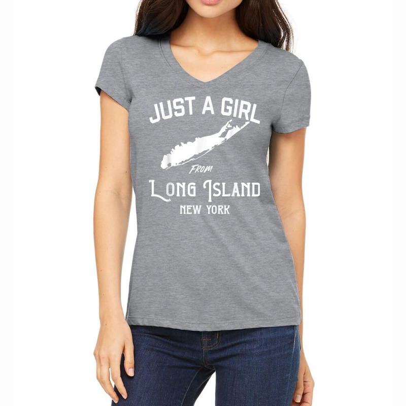 Long Island New York Souvenir For Women, Girl, Wife Map T Shirt Women's V-Neck T-Shirt by cm-arts | Artistshot