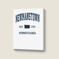 Newmanstown Pennsylvania Pa Vintage Athletic Navy Sports Des T Shirt Portrait Canvas Print | Artistshot