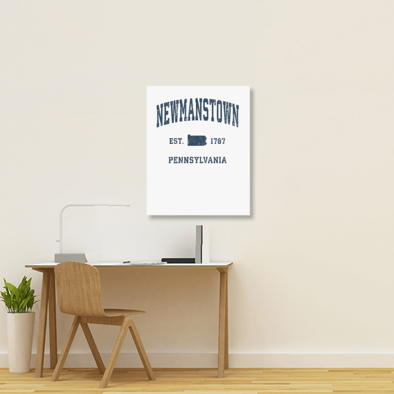 Newmanstown Pennsylvania Pa Vintage Athletic Navy Sports Des T Shirt Portrait Canvas Print | Artistshot