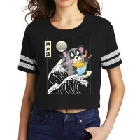 Raccoon Eating Ramen Japanese Waves Anime Minimal Kawaii Scorecard Crop Tee | Artistshot