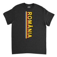 Romanian Language Left Side Text And Flag Stripe Long Sleeve T Shirt Classic T-shirt | Artistshot