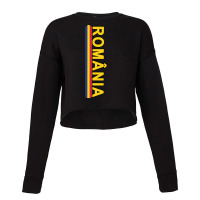 Romanian Language Left Side Text And Flag Stripe Long Sleeve T Shirt Cropped Sweater | Artistshot