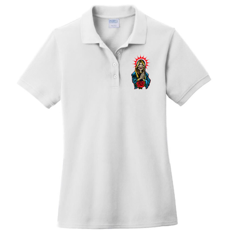 Praying La Calavera Catrina   Santa Muerte   Sugar Skull T Shirt Ladies Polo Shirt by cm-arts | Artistshot