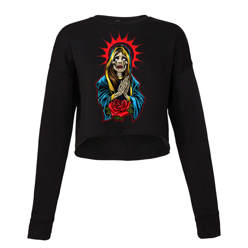 Praying La Calavera Catrina   Santa Muerte   Sugar Skull T Shirt Cropped Sweater by cm-arts | Artistshot