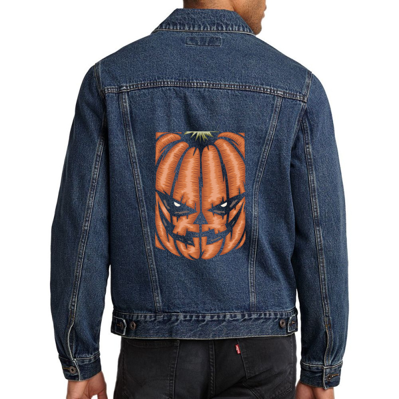 Scary Pumpkin Halloween Black Tee Men Denim Jacket | Artistshot