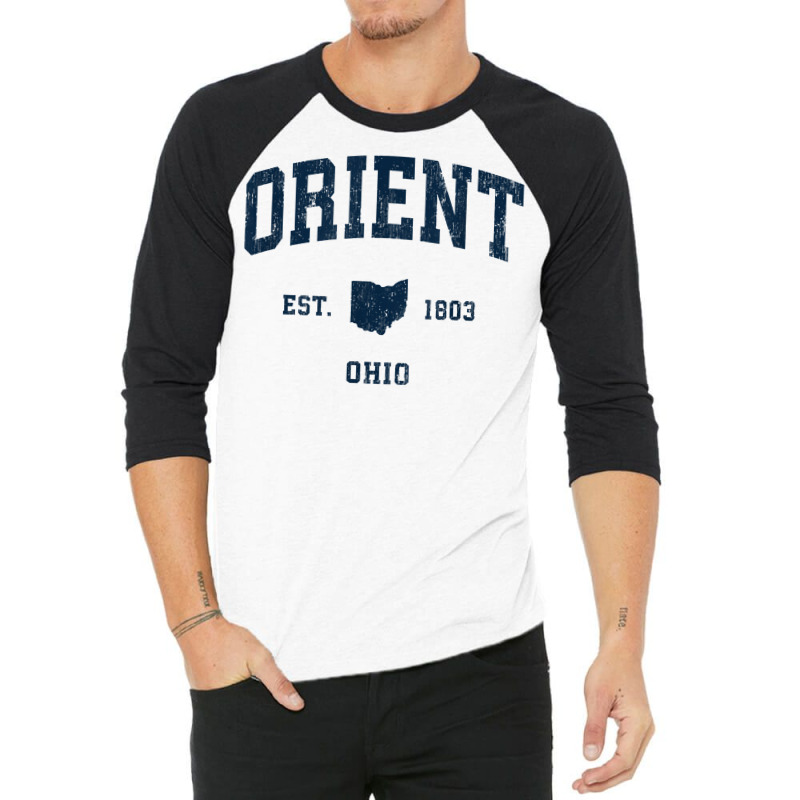 Orient Ohio Oh Vintage Athletic Navy Sports Design T Shirt 3/4 Sleeve Shirt | Artistshot