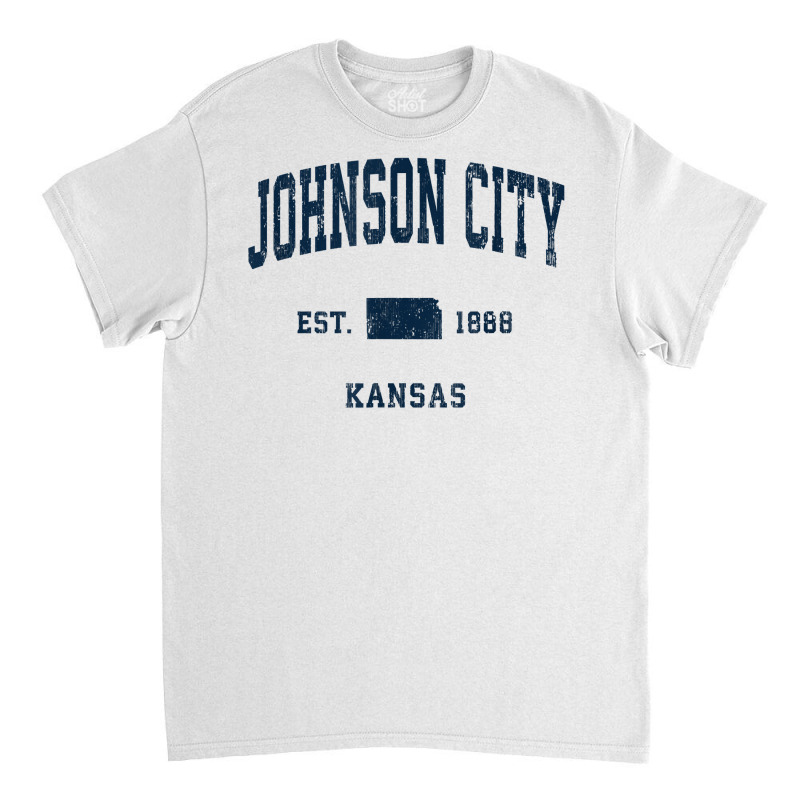 Johnson City Kansas Ks Vintage Athletic Navy Sports Design T Shirt Classic T-shirt | Artistshot