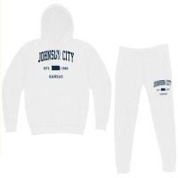 Johnson City Kansas Ks Vintage Athletic Navy Sports Design T Shirt Hoodie & Jogger Set | Artistshot