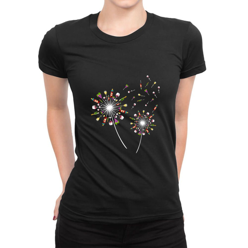 Wine Dandelion Flower Funny Ladies Fitted T-Shirt by theweirdgotchiclub | Artistshot