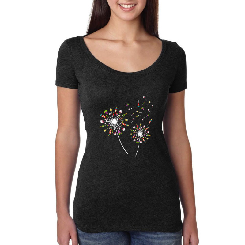 Wine Dandelion Flower Funny Women's Triblend Scoop T-shirt by theweirdgotchiclub | Artistshot