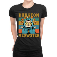 Dungeon Meowster Funny Nerdy Gamer Cat D Dice Rpg Ladies Fitted T-shirt | Artistshot