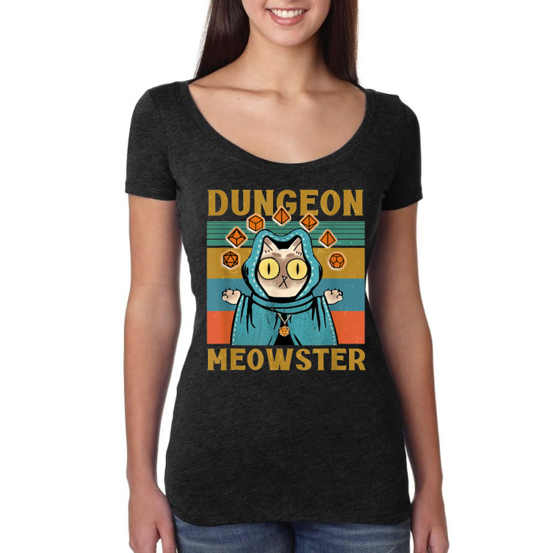 Dungeon Meowster Funny Nerdy Gamer Cat D Dice Rpg Women's Triblend Scoop T-shirt | Artistshot