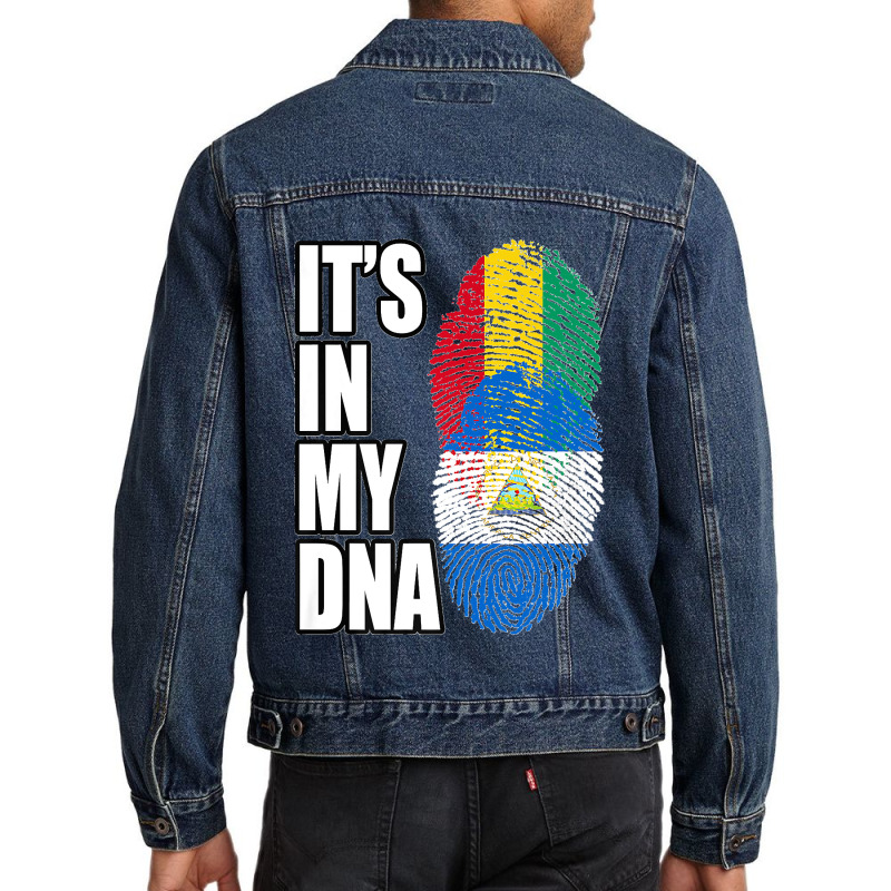 Nicaraguan And Guinean Mix Dna Flag Heritage Premium Men Denim Jacket | Artistshot