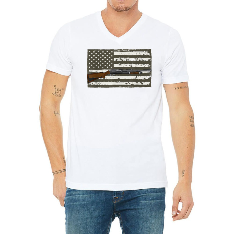 Mens Sporting Clays   Skeet Usa Flag   Clay Target Shooting T Shirt V-neck Tee | Artistshot