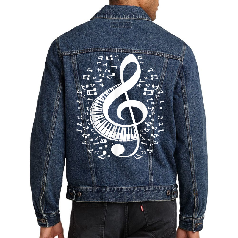 Treble Clef Keyboard Classical Music Notes Pianist Piano T Shirt Men Denim Jacket | Artistshot