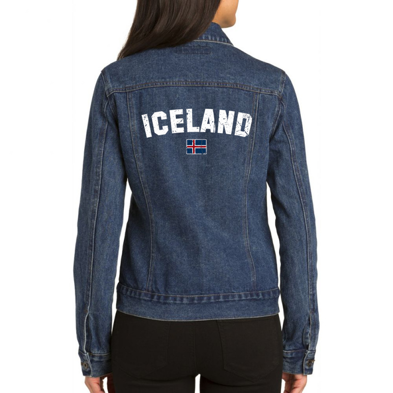 Iceland Flag Vintage  Men Women Kids  Iceland Ladies Denim Jacket by CUSER3772 | Artistshot