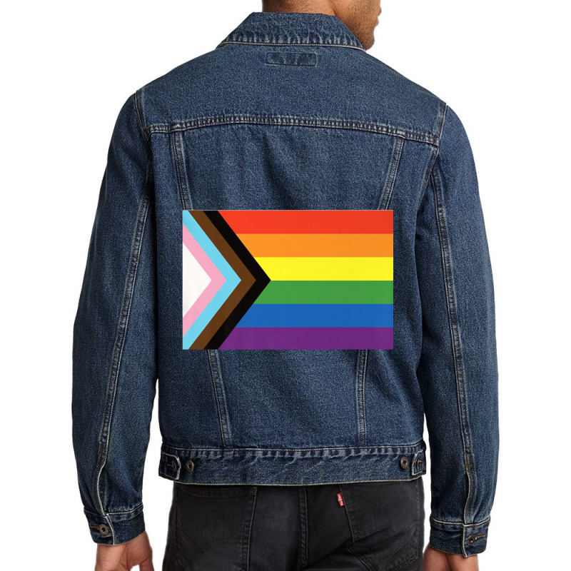 Progress Pride Flag National Pride Gift Men Denim Jacket by RayDesign | Artistshot