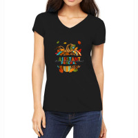 Leopard Pumpkin Fall Thanksgiving Assistant Principal Women's V-neck T-shirt | Artistshot