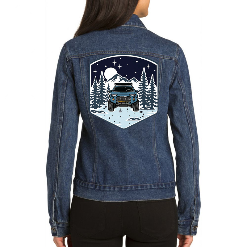 Trail 4runner Overland Night Vibes   Cav Blue Premium T Shirt Ladies Denim Jacket by cm-arts | Artistshot