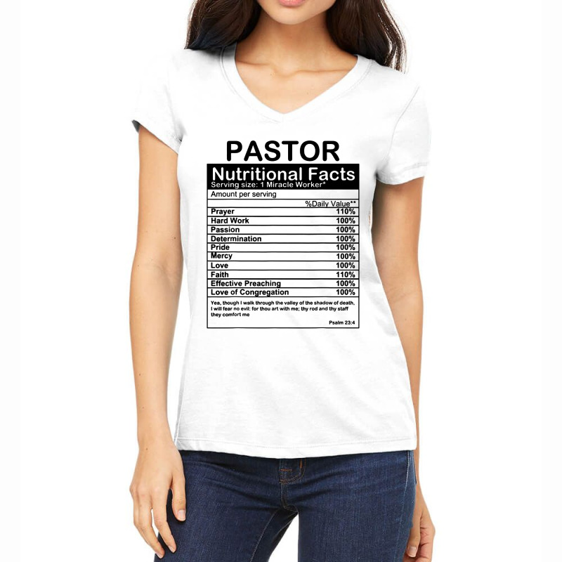 Pastor Nutritional Facts Women's V-Neck T-Shirt by Korexapi | Artistshot