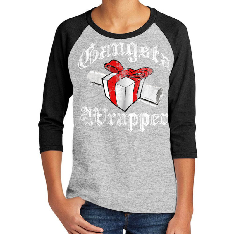 Funny Christmas T Shirt Long Sleeve Gangsta Wrapper Youth 3/4 Sleeve | Artistshot