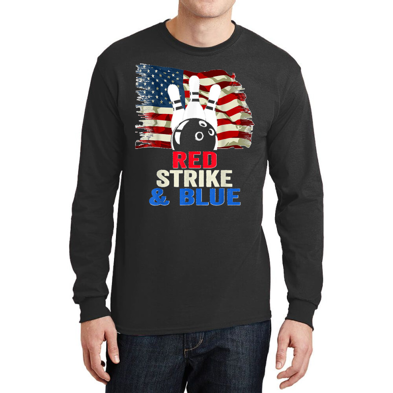 Patriotic Bowling 4th Of July Red Strike & Blue Usa Flag Long Sleeve Shirts by STACYSCHUDEL | Artistshot