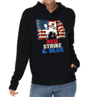 Patriotic Bowling 4th Of July Red Strike & Blue Usa Flag Lightweight Hoodie | Artistshot